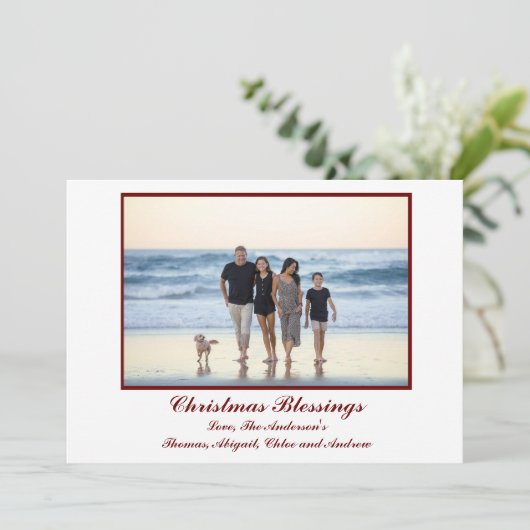 Foto met speciale kerstkaart, rood (Staand voorkant)