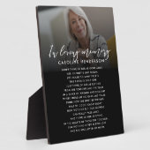 Foto met tekst/ Gedicht op tafelmodel ter nagedach Fotoplaat (Zijkant)