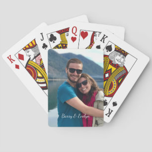 Foto met tekst onderaan gepersonaliseerd pokerkaarten