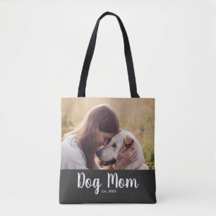 Foto met vastgestelde tekst voor hondenmoeder tote bag