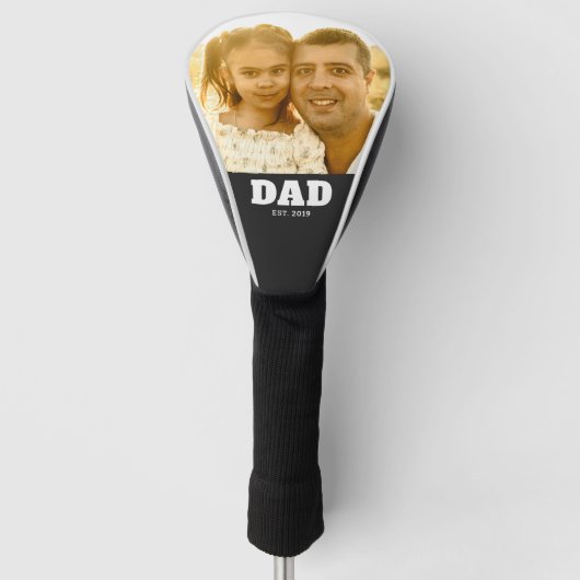 Foto met vet wit tekst 'Papa' Golfheadcover (Voorkant)