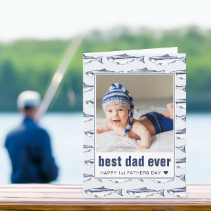 Foto met vispatroon voor Vaderdag - Beste papa ooi Kaart