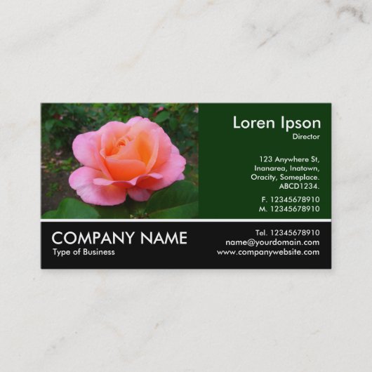 Foto met voettekst - Dk Green - Roze Rose Visitekaartje (Voorkant)