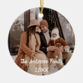 Foto met volledige dekking Aangepaste witte script Keramisch Ornament (Voorkant)