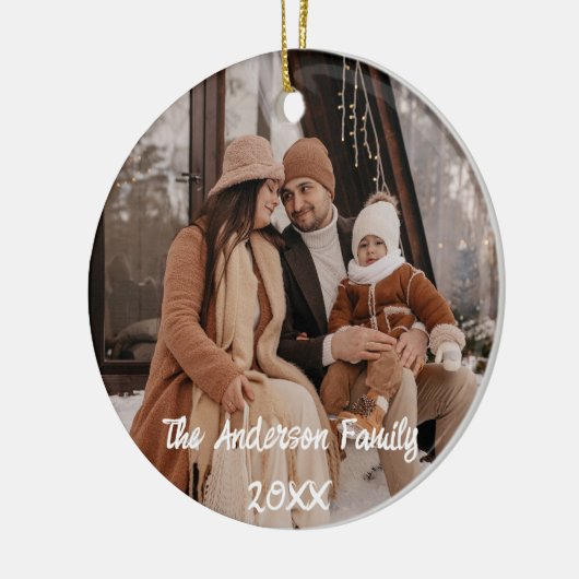 Foto met volledige dekking Aangepaste witte script Keramisch Ornament (Links)