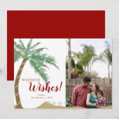 Foto met warmste palmbomen vakantie wensen feestdagenkaart (Voorkant / Achterkant)