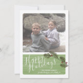 Foto met Whimsical Branches en Modern Script Feestdagenkaart (Voorkant)
