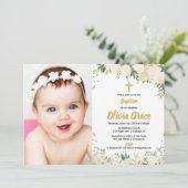 Foto met witte en gouden baptisme voor het christe kaart (Staand voorkant)