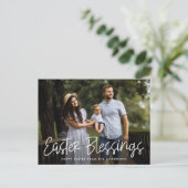 Foto met witte handgeschreven script voor snelle a feestdagenkaart (Staand voorkant)