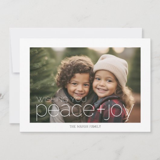 Foto met witte rand - Tribal Pattern Peace Joy Feestdagenkaart (Voorkant)