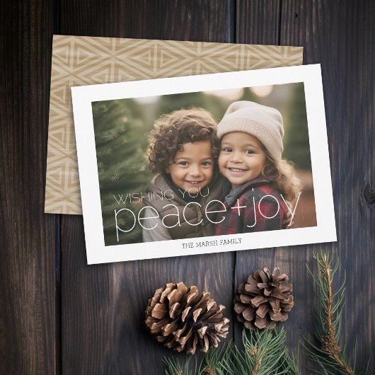 Foto met witte rand - Tribal Pattern Peace Joy Feestdagenkaart