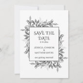 Foto met zwart en wit gebladerte save the date (Voorkant)