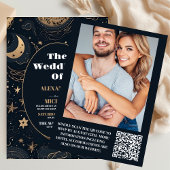 Foto Midnight Blue Goud Hemelse bruiloft Kaart