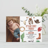 Foto Mijn eerste Rodeo Cowboy 1e Verjaardag Kaart (Staand voorkant)