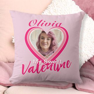 Foto Mijn lieve Valentijn Harten Naam Roze Vierkan Kussen