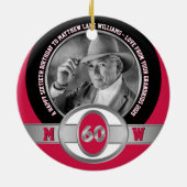 Foto: Milestone Birthday 60th Red Black White Keramisch Ornament (Achterkant)