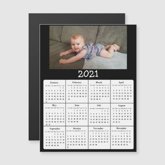 Foto Mini 2021 Kalender Magnetische Uitnodiging (Voorkant / Achterkant)
