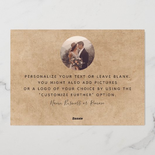 Foto minimaal modern script toevoegen Hartelijk da Folie Feestdagenkaart (Achterkant)