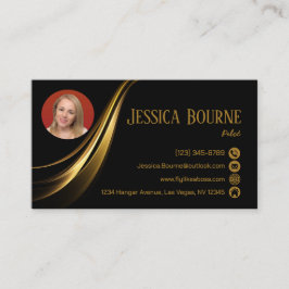 Foto Minimale Moderne Professionele QR Code Goud Visitekaartje