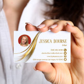 Foto Minimale Moderne Professionele QR Code Goud Visitekaartje