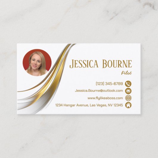 Foto Minimale Moderne Professionele QR Code Goud Visitekaartje (Voorkant)