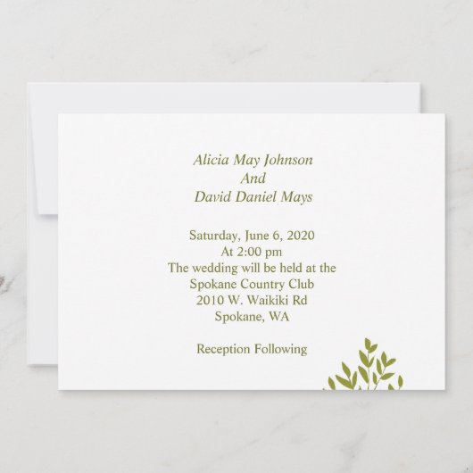 Foto minimale uitnodiging voor bruiloft (Achterkant)