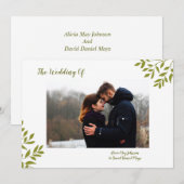 Foto minimale uitnodiging voor bruiloft (Voorkant / Achterkant)