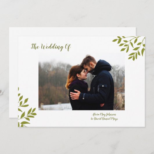 Foto minimale uitnodiging voor bruiloft (Voorkant / Achterkant)