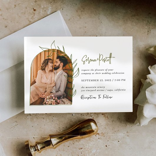 Foto-minimale uitnodiging voor het bruiloft