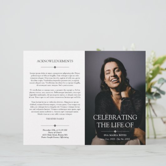 Foto Minimale viering van Life Begrafenisprogramma (Staand voorkant)