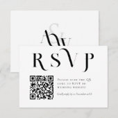 Foto Minimale Zwart-wit Eenvoudige bruiloft RSVP Kaartje (Voorkant / Achterkant)