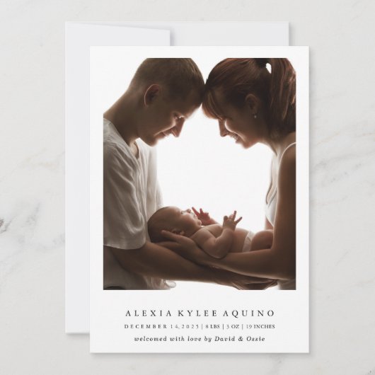 Foto Minimalist Baby Geboorteaankondiging Kaart (Voorkant)