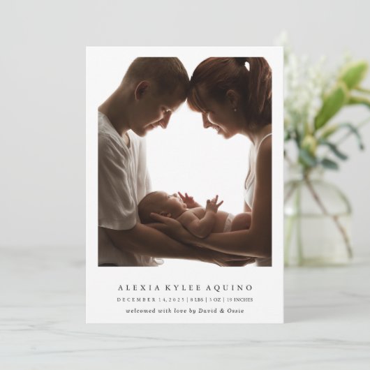 Foto Minimalist Baby Geboorteaankondiging Kaart (Staand voorkant)