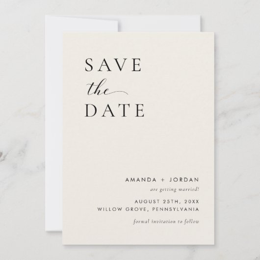 Foto Minimalist Bewaar de datum Kaart (Achterkant)