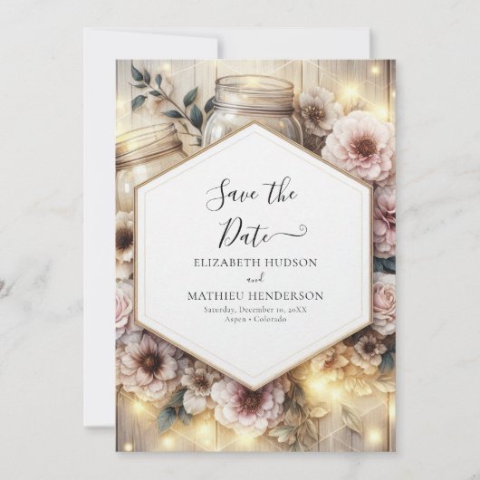 Foto Minimalist Mason Jar Wedding Save The Date (Voorkant)