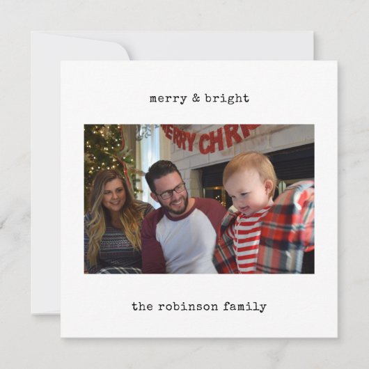 Foto Minimalist Typewriter Vrolijk Kerstfeest Feestdagenkaart (Voorkant)