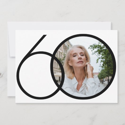 Foto Minimalist Zwart Wit 60e Verjaardag Kaart (Voorkant)