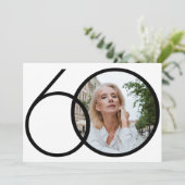 Foto Minimalist Zwart Wit 60e Verjaardag Kaart (Staand voorkant)