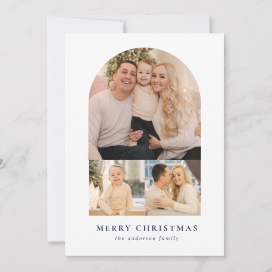 Foto minimalistisch Arch Navy 3 Feestdagenkaart (Voorkant)