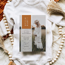 Foto minimalistisch Boho Neutral Hallo Baby shower
