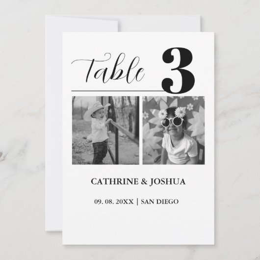 Foto minimalistisch Bruiloft decor Tafelnummer kaa (Achterkant)