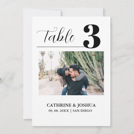 Foto minimalistisch Bruiloft decor Tafelnummer Kaa (Achterkant)