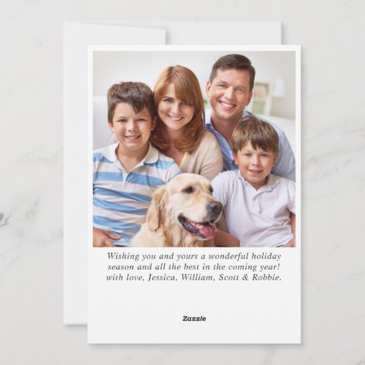 FOTO-minimalistisch elegante kerstboom Feestdagenkaart (Achterkant)