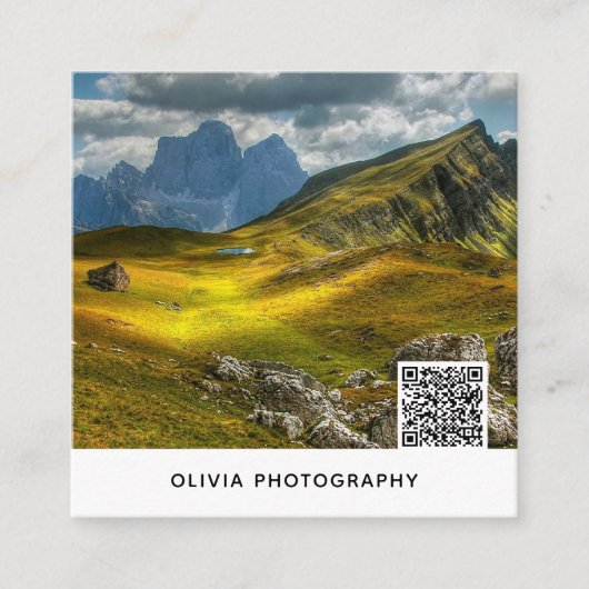 Foto Minimalistisch Modern Square QR-code Vierkante Visitekaartje (Voorkant)