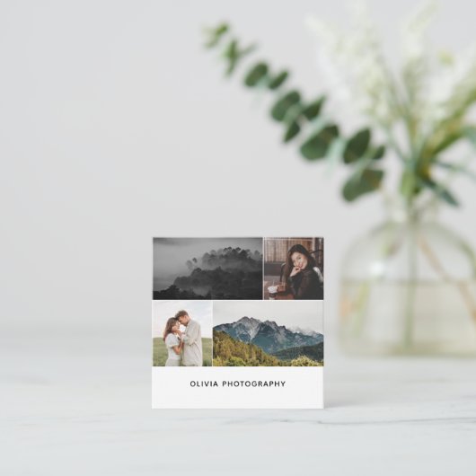 Foto Minimalistisch Modern Vierkante Visitekaartje (Staand voorkant)