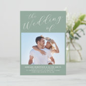 Foto minimalistisch Sage Script Weddenschap Kaart (Staand voorkant)