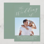 Foto minimalistisch Sage Script Weddenschap Kaart (Voorkant / Achterkant)
