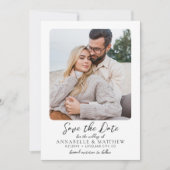 Foto Minimalistisch Script Elegant Wedding Save The Date (Voorkant)
