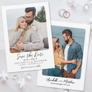 Foto Minimalistisch Script Elegante Bruiloft Save The Date