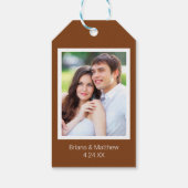 Foto Minimalistisch Script Terracotta bruiloft gun Cadeaulabel (Achterkant)